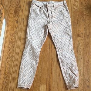 Pilcro and the Letterpress Patterned Pants - Cream and Pink